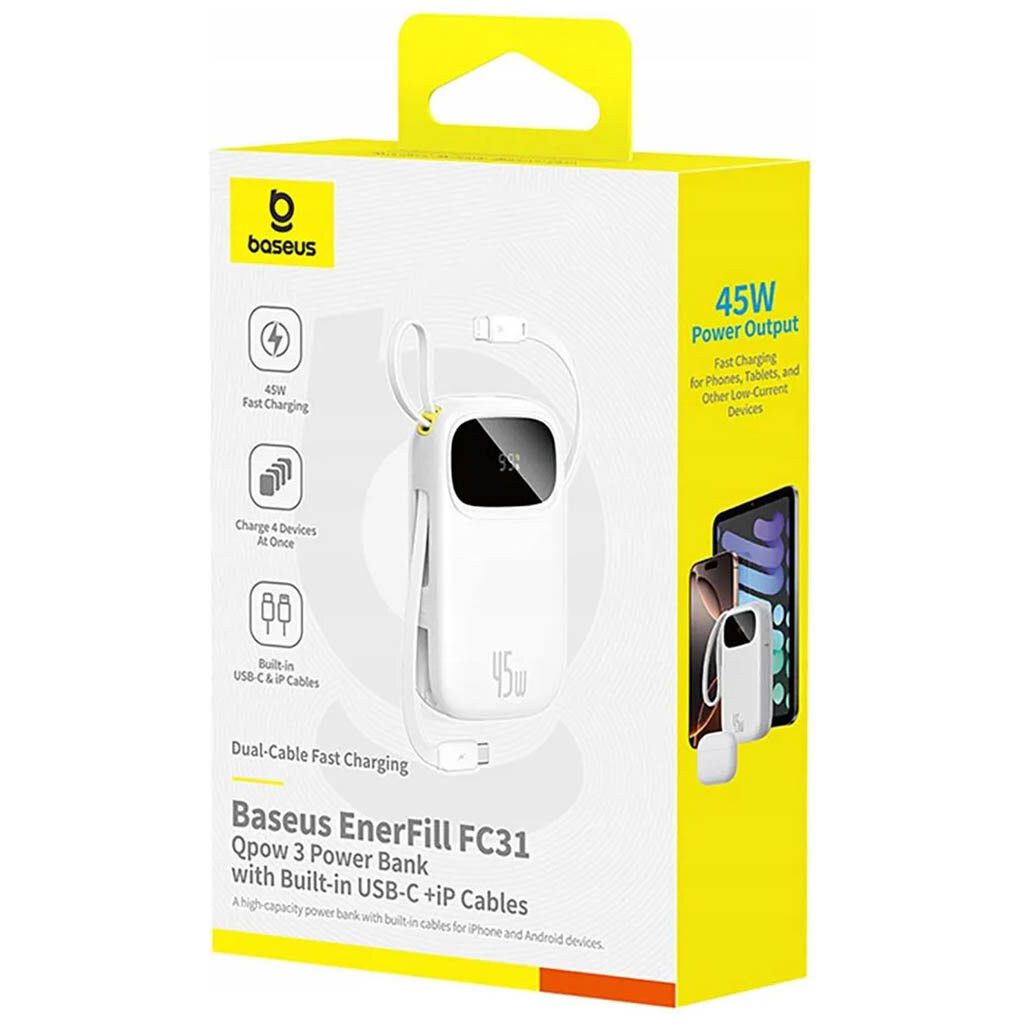 Портативная батарея (Power Bank) Baseus PPQD3 EnerFill FC31, 20000 mAh, Белый - № 4 Портативная батарея (Power Bank) Baseus PPQD3 EnerFill FC31, 20000 mAh, Белый - № 4