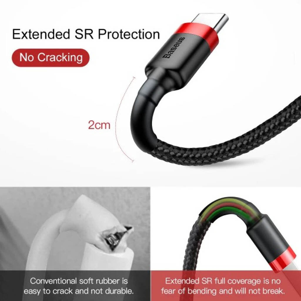 USB кабель Baseus CATKLF-E91 Cafule, Type-C, 1.0 м., Черный - № 4 USB кабель Baseus CATKLF-E91 Cafule, Type-C, 1.0 м., Черный - № 4