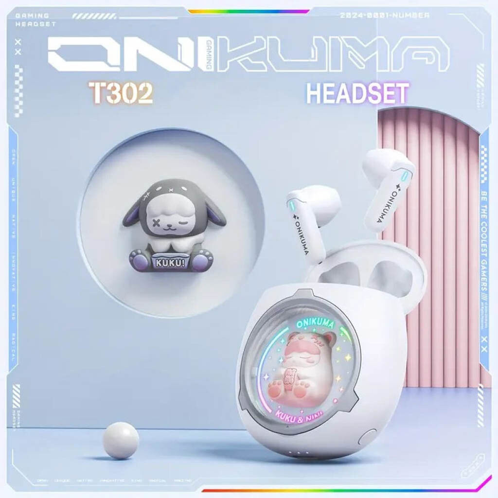Bluetooth-гарнітура Onikuma T302 KuKu-NiNi, Стерео, Рожевий - № 6 Bluetooth-гарнітура Onikuma T302 KuKu-NiNi, Стерео, Рожевий - № 6