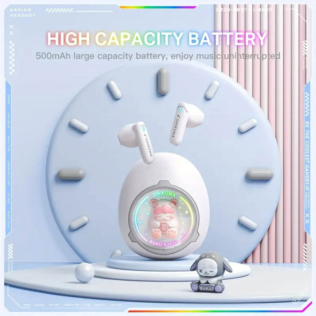 Bluetooth-гарнітура Onikuma T302 KuKu-NiNi, Стерео, Рожевий - № 7 Bluetooth-гарнітура Onikuma T302 KuKu-NiNi, Стерео, Рожевий - № 7