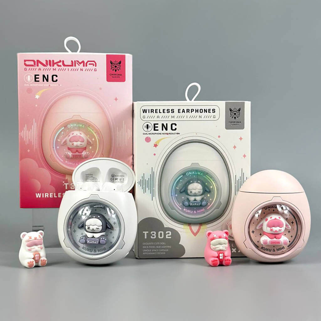 Bluetooth-гарнітура Onikuma T302 KuKu-NiNi, Стерео, Рожевий - № 9 Bluetooth-гарнітура Onikuma T302 KuKu-NiNi, Стерео, Рожевий - № 9
