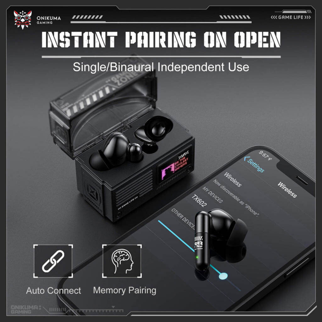 Bluetooth-гарнітура Onikuma TX602 Game, Стерео, Чорний - № 6 Bluetooth-гарнітура Onikuma TX602 Game, Стерео, Чорний - № 6