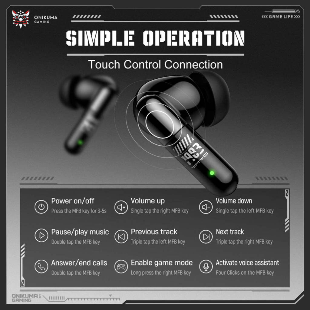 Bluetooth-гарнітура Onikuma TX602 Game, Стерео, Чорний - № 7 Bluetooth-гарнітура Onikuma TX602 Game, Стерео, Чорний - № 7