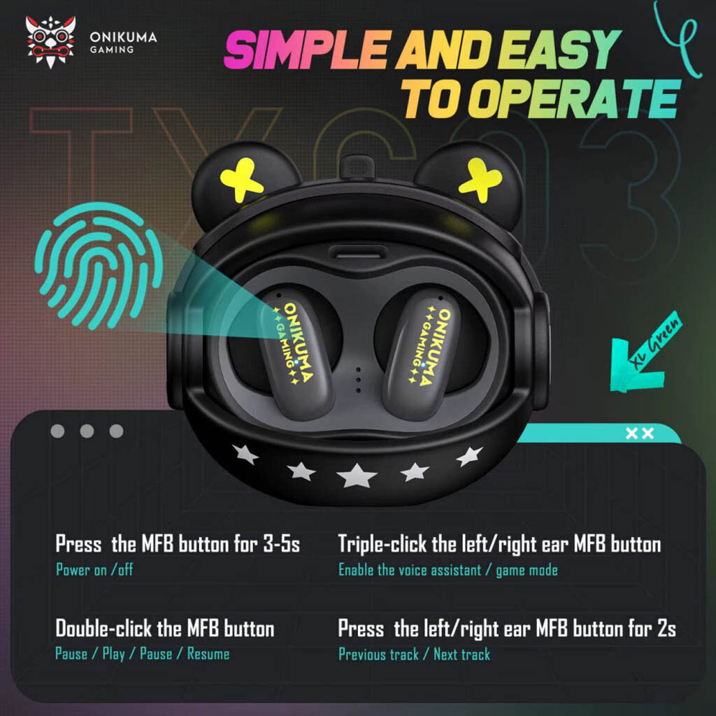 Bluetooth-гарнітура Onikuma TX603 Spase Bear, Стерео, Чорний - № 8 Bluetooth-гарнітура Onikuma TX603 Spase Bear, Стерео, Чорний - № 8