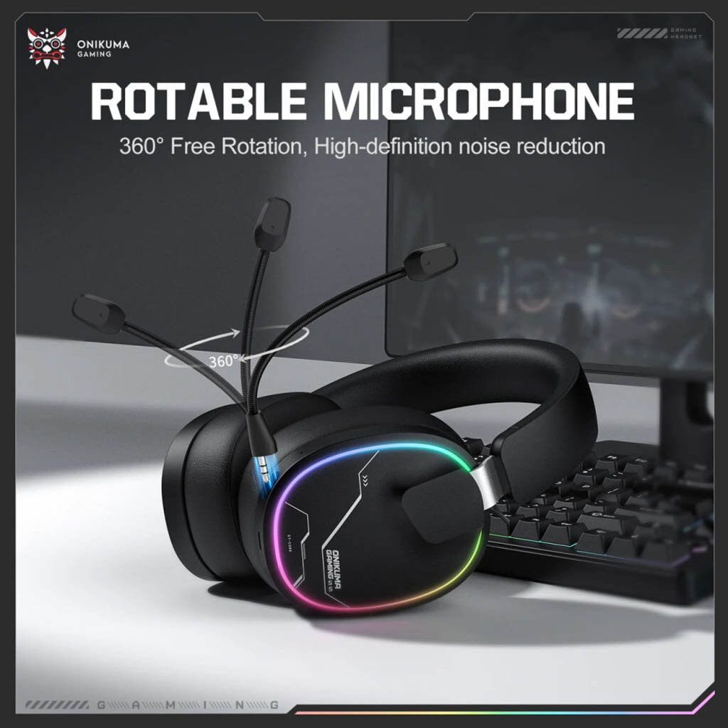 Bluetooth-гарнітура Onikuma GT836 Gaming, Стерео, Чорний - № 7 Bluetooth-гарнітура Onikuma GT836 Gaming, Стерео, Чорний - № 7