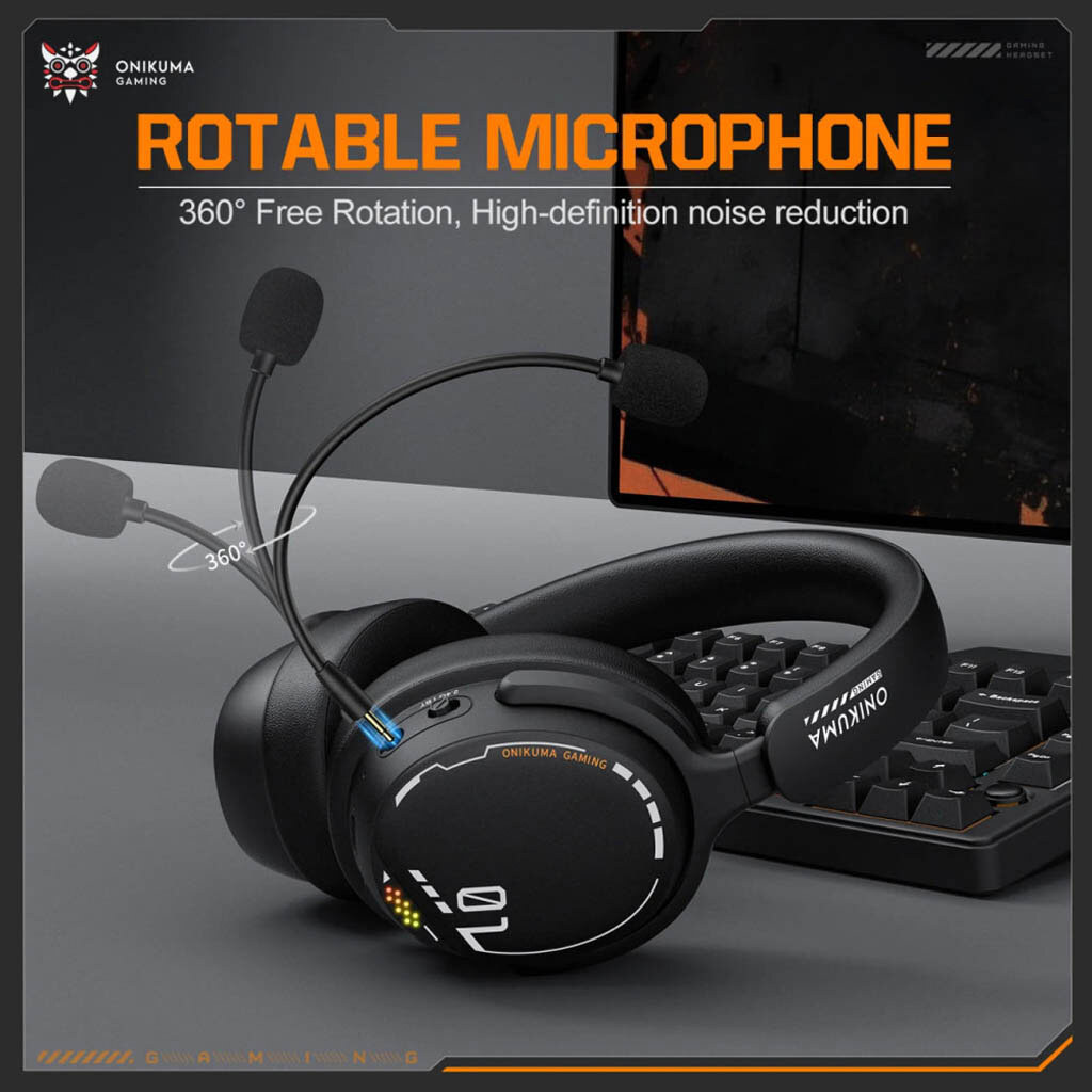Bluetooth-гарнітура Onikuma GT886 Gaming, Стерео, Чорний - № 8 Bluetooth-гарнітура Onikuma GT886 Gaming, Стерео, Чорний - № 8