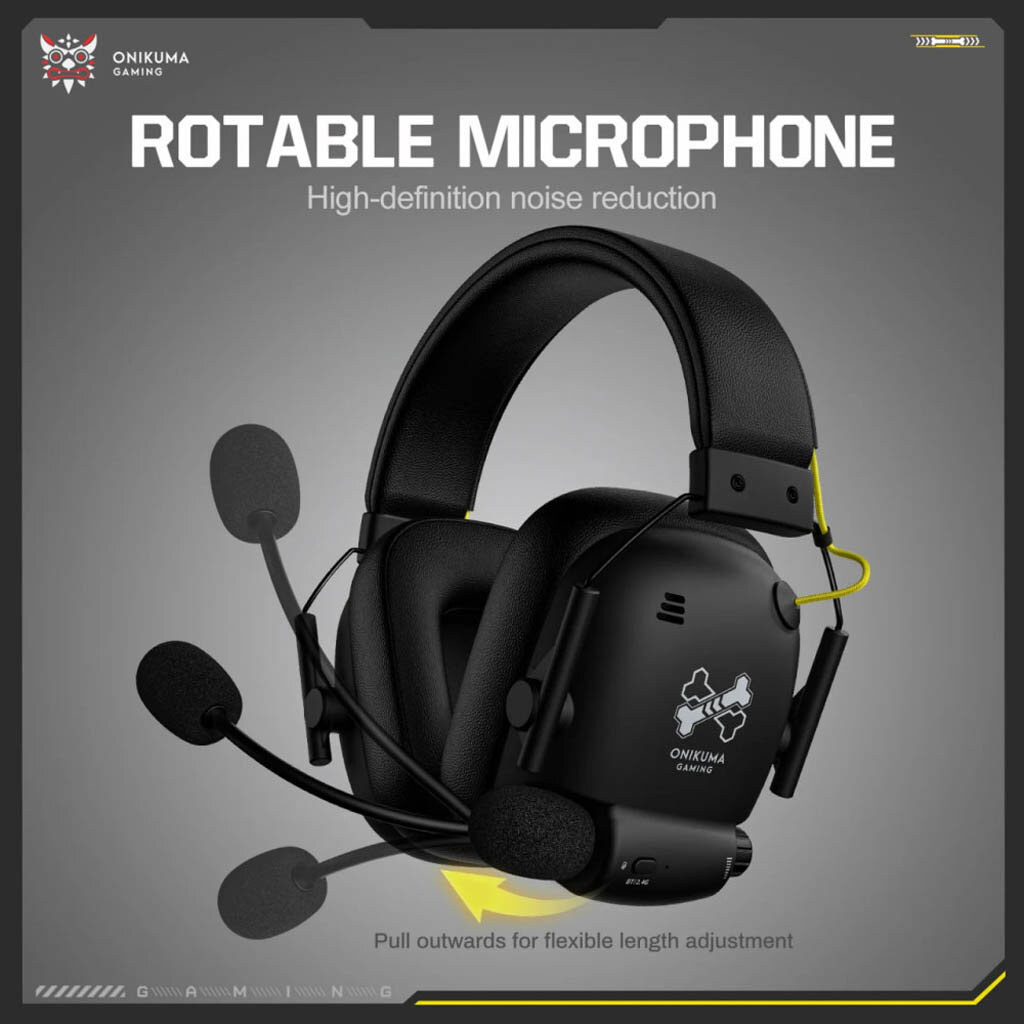 Bluetooth-гарнітура Onikuma GT888 Gaming, Стерео, Чорний - № 8 Bluetooth-гарнітура Onikuma GT888 Gaming, Стерео, Чорний - № 8
