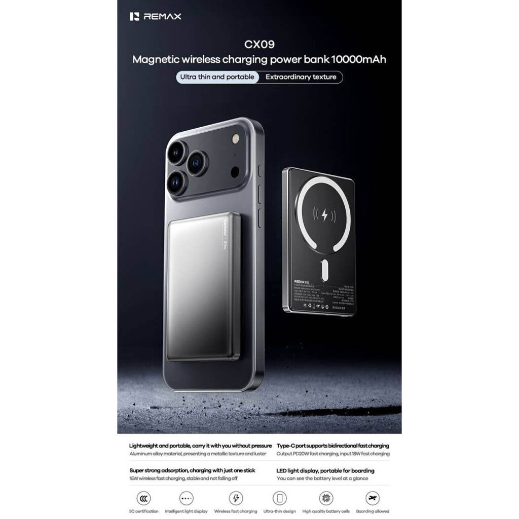 Портативна батарея (Power Bank) Remax CX09, 10000 mAh, Сірий - № 2 Портативна батарея (Power Bank) Remax CX09, 10000 mAh, Сірий - № 2