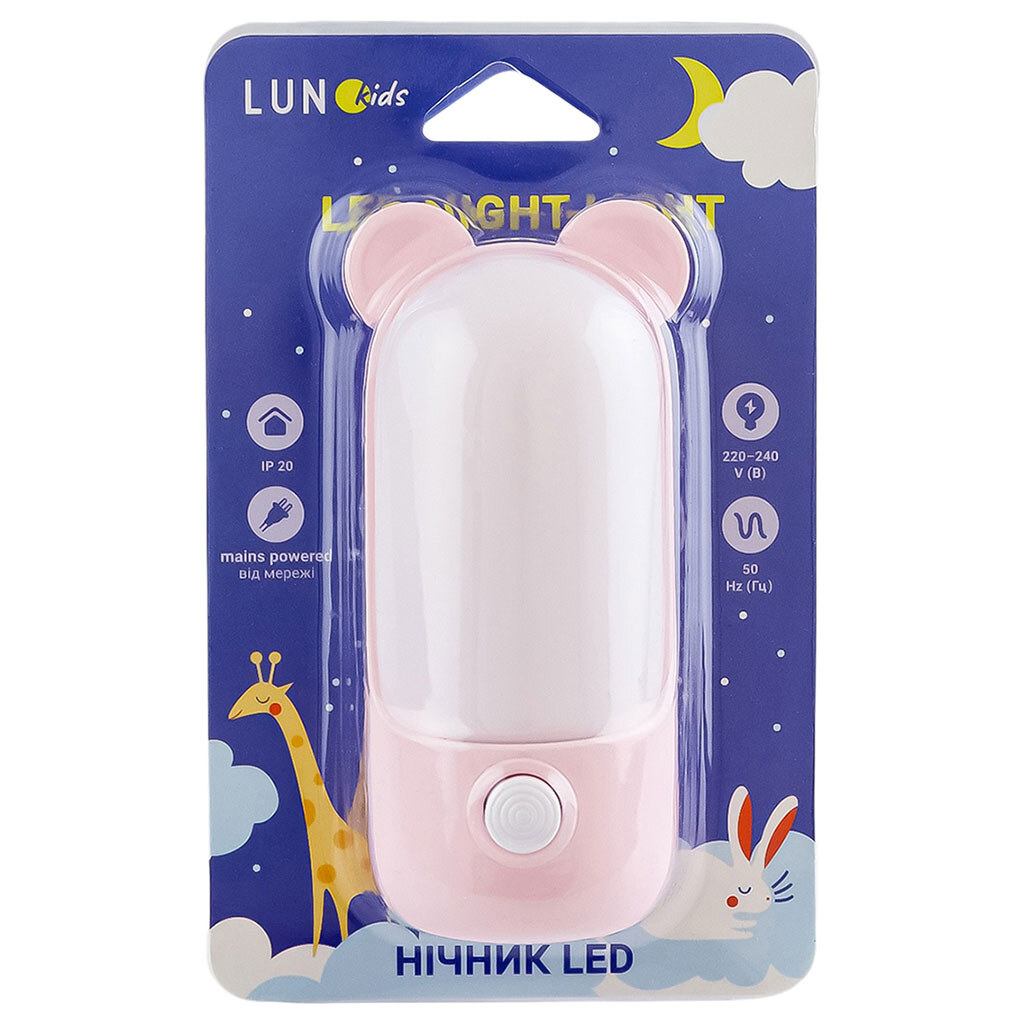 Ночник LED сетевой с кнопкой LUNO "Ушки", 2 режима - № 2 Ночник LED сетевой с кнопкой LUNO "Ушки", 2 режима - № 2