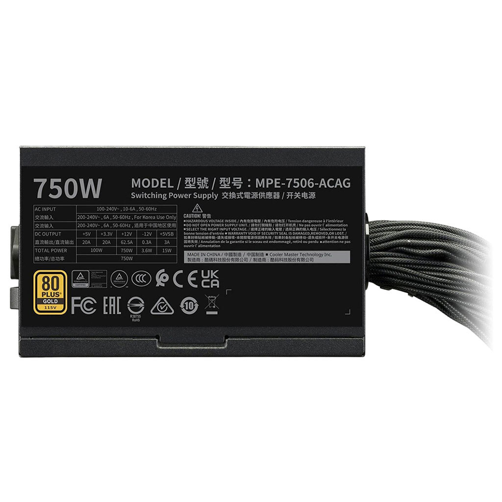 Блок живлення для корпусів CoolerMaster MWE Gold 750 V3 NM, Чорний - № 2 Блок живлення для корпусів CoolerMaster MWE Gold 750 V3 NM, Чорний - № 2
