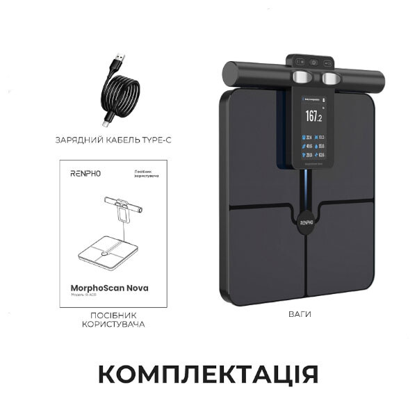 Ваги для підлоги RENPHO MorphoScan Nova Body Composition Scale, Синій - № 10 Ваги для підлоги RENPHO MorphoScan Nova Body Composition Scale, Синій - № 10