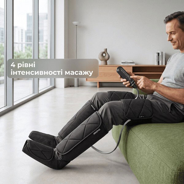 Компрессионный массажер для ног RENPHO Foot Calf and Thigh Air Massager RP-ALM079H-BK, Черный - № 8 Компрессионный массажер для ног RENPHO Foot Calf and Thigh Air Massager RP-ALM079H-BK, Черный - № 8