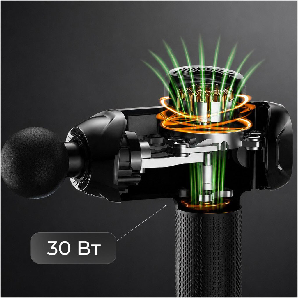 Перкусійний масажер RENPHO Power Thermacool Massage Gun R-C001SH-BK, Чорний - № 6 Перкусійний масажер RENPHO Power Thermacool Massage Gun R-C001SH-BK, Чорний - № 6