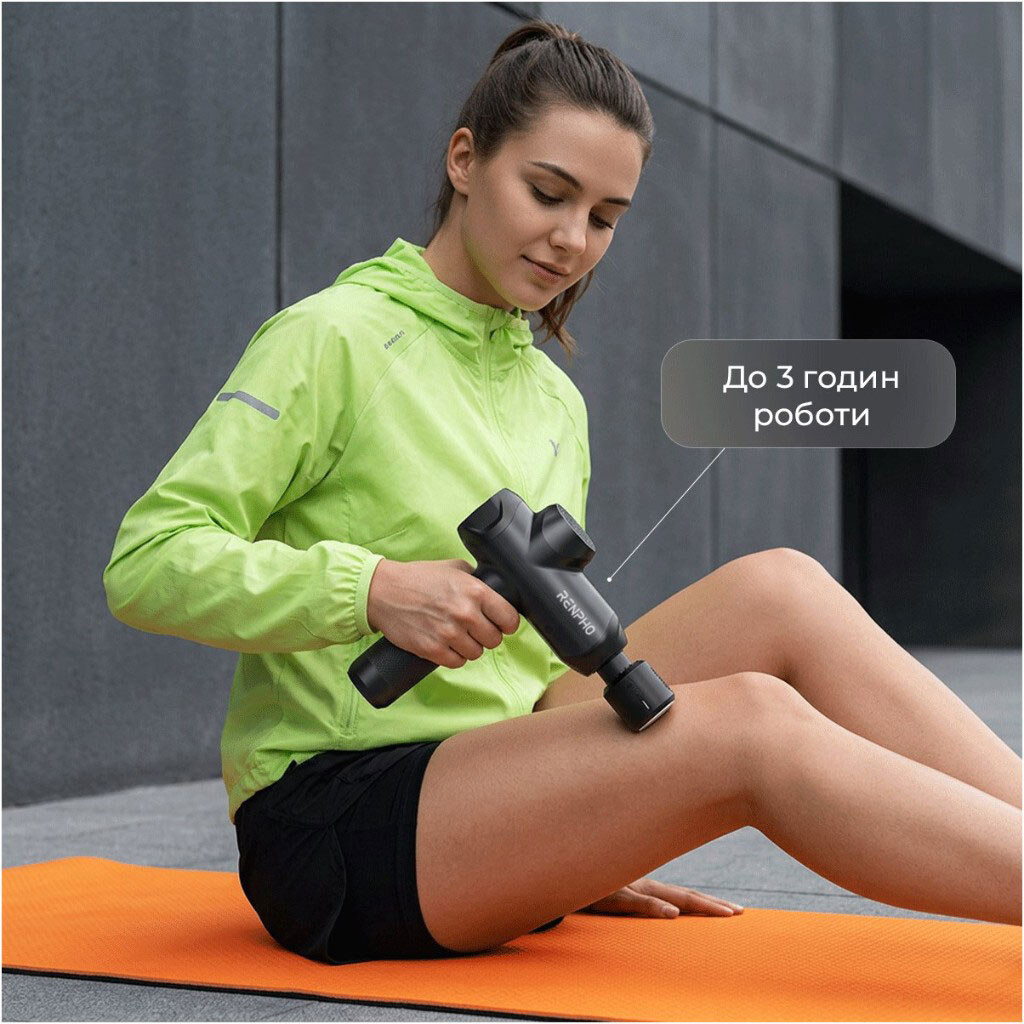Перкусійний масажер RENPHO Power Thermacool Massage Gun R-C001SH-BK, Чорний - № 9 Перкусійний масажер RENPHO Power Thermacool Massage Gun R-C001SH-BK, Чорний - № 9