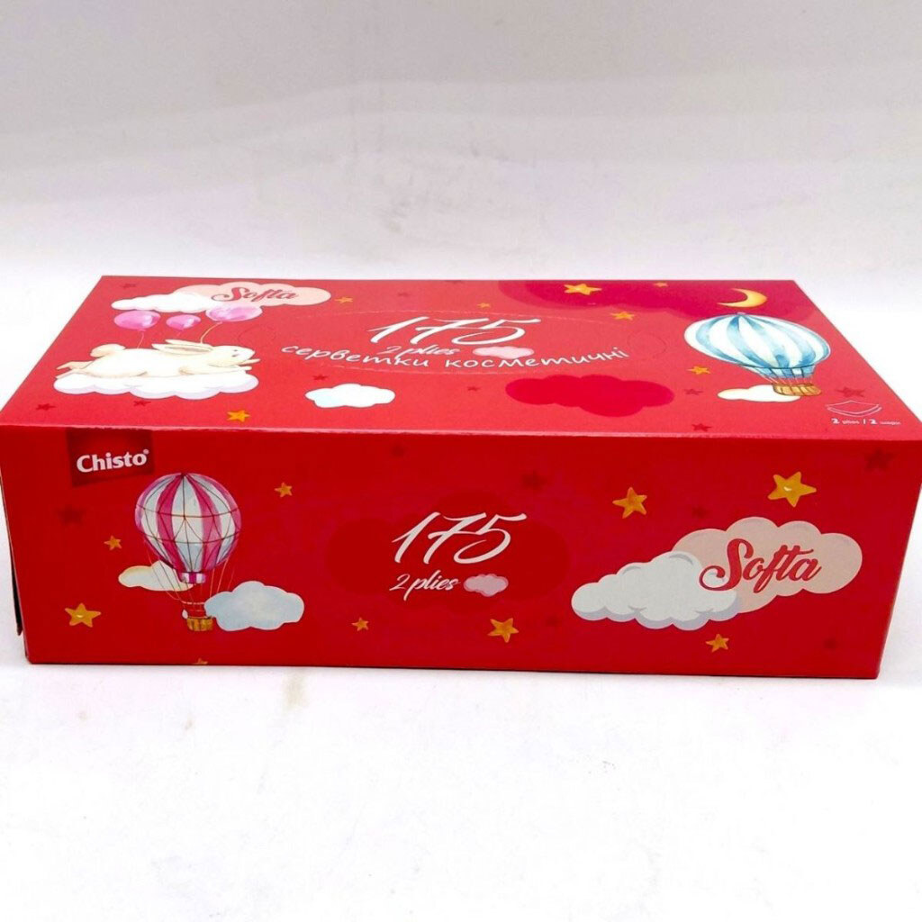 Серветки сухі косметичні Softa Chisto Bunny, 2 шари, 150+25 шт. - № 4 Серветки сухі косметичні Softa Chisto Bunny, 2 шари, 150+25 шт. - № 4