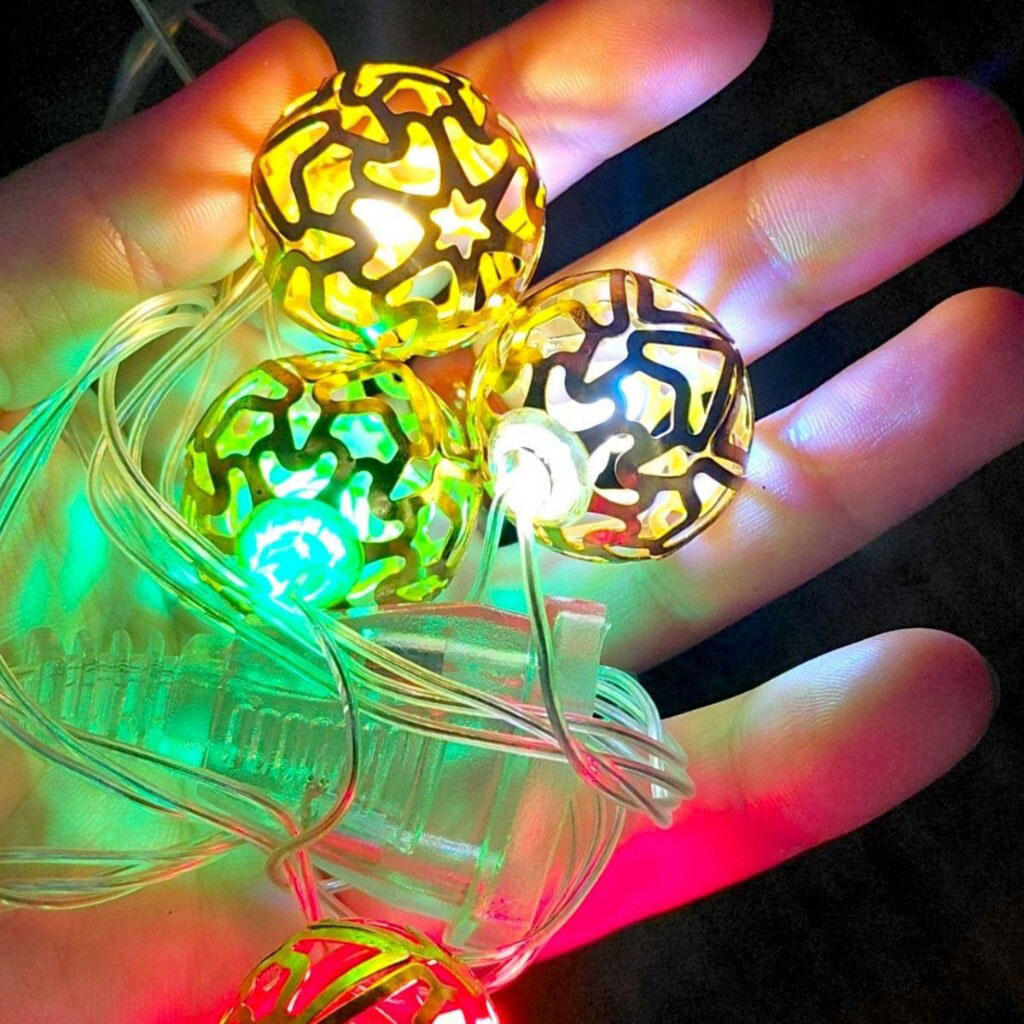 Гирлянда электрическая "Шарик", 10шт., 3м, LED, цветная, Mic, Золотой - № 2 Гирлянда электрическая "Шарик", 10шт., 3м, LED, цветная, Mic, Золотой - № 2