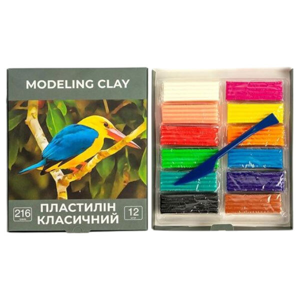 Пластилин, 12 цветов, 216 г, Mic - № 2 Пластилин, 12 цветов, 216 г, Mic - № 2