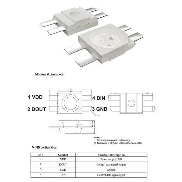 Управляемый светодиод SK6812MINI-E - № 2 Управляемый светодиод SK6812MINI-E - № 2