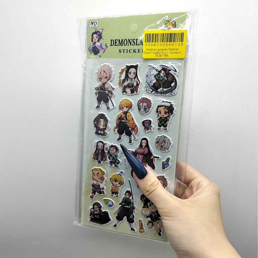 Наклейки дизайн "Demon Slayer", набор 6 шт., Malevaro - № 3 Наклейки дизайн "Demon Slayer", набор 6 шт., Malevaro - № 3