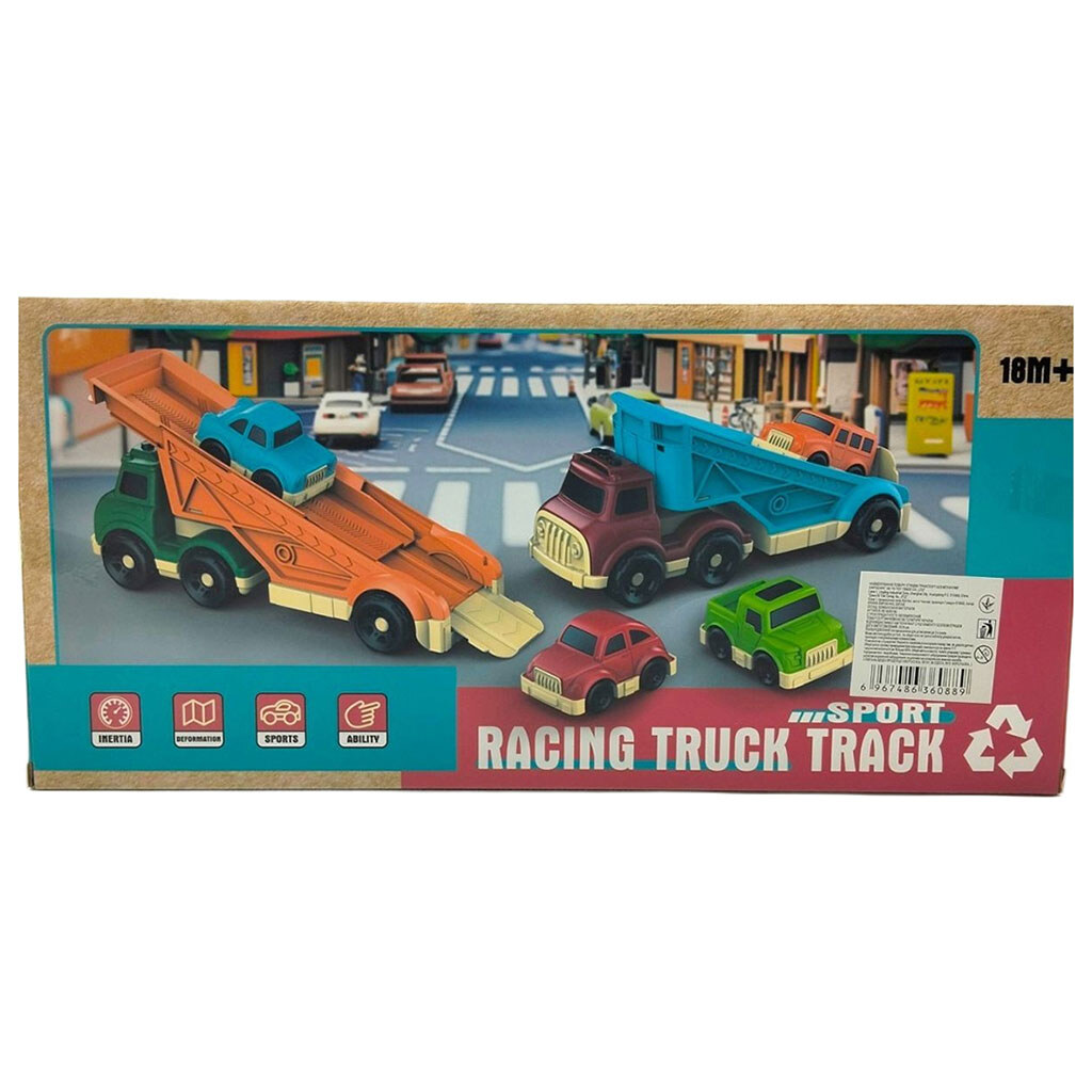 Транспортный набор: грузовик с транспортом, 2шт., ВИД 2, Mingge Toys, Разноцветный - № 3 Транспортный набор: грузовик с транспортом, 2шт., ВИД 2, Mingge Toys, Разноцветный - № 3