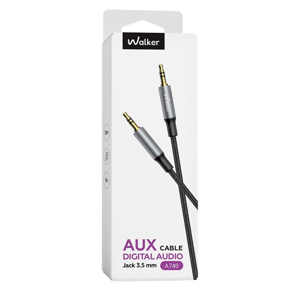 AUX кабель Walker A740, 1.0 м., 3.5 мм., Черный - № 5 AUX кабель Walker A740, 1.0 м., 3.5 мм., Черный - № 5