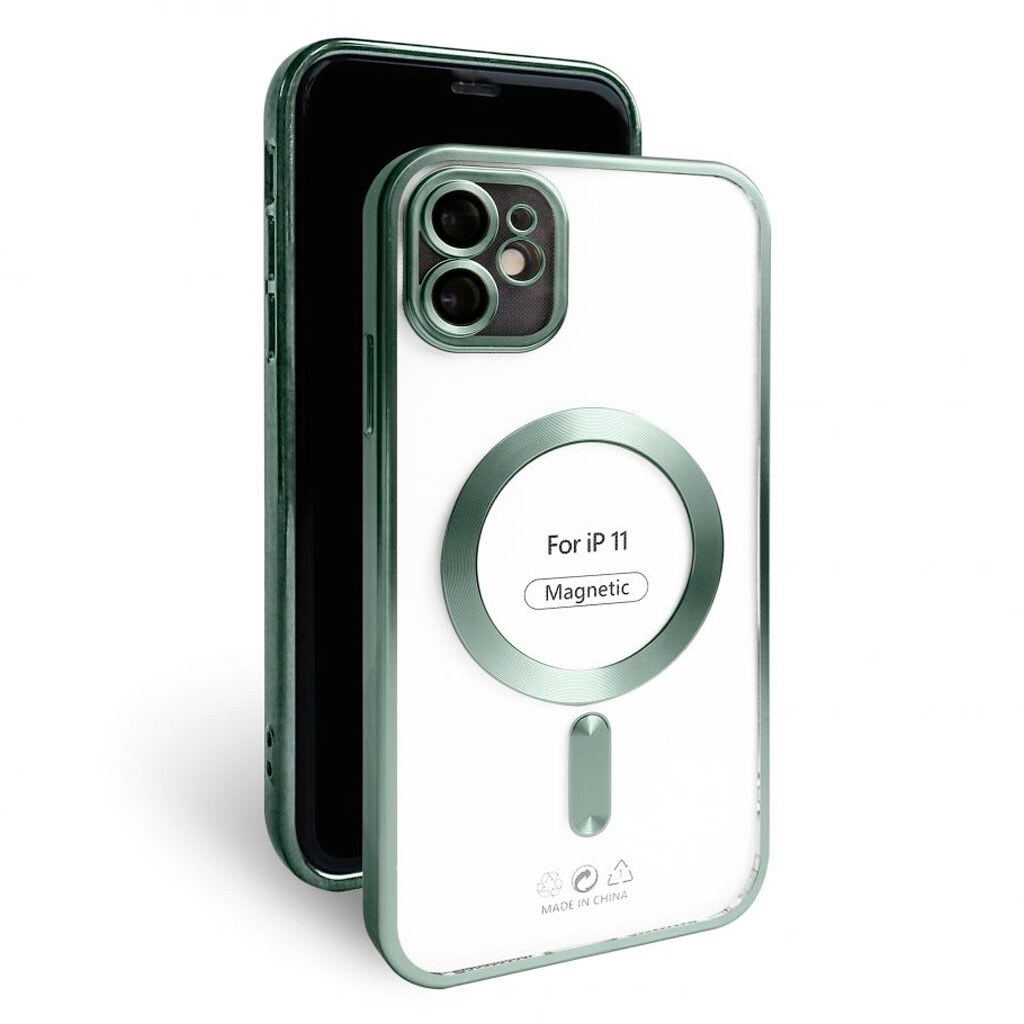 Чехол (накладка) Apple iPhone 11, Metallic Full Camera, MagSafe, Green Matte, Зеленый - № 4 Чехол (накладка) Apple iPhone 11, Metallic Full Camera, MagSafe, Green Matte, Зеленый - № 4