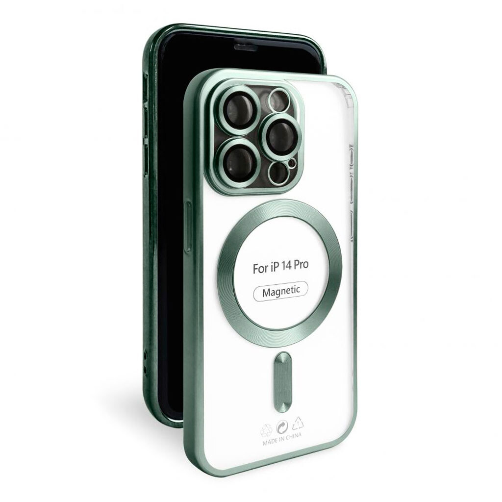Чехол (накладка) Apple iPhone 14 Pro, Metallic Full Camera, MagSafe, Green Matte, Зеленый - № 3 Чехол (накладка) Apple iPhone 14 Pro, Metallic Full Camera, MagSafe, Green Matte, Зеленый - № 3