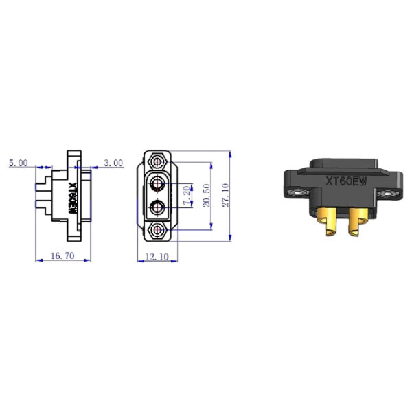 Разъем питания XT60EW-M.G.B - № 2 Разъем питания XT60EW-M.G.B - № 2