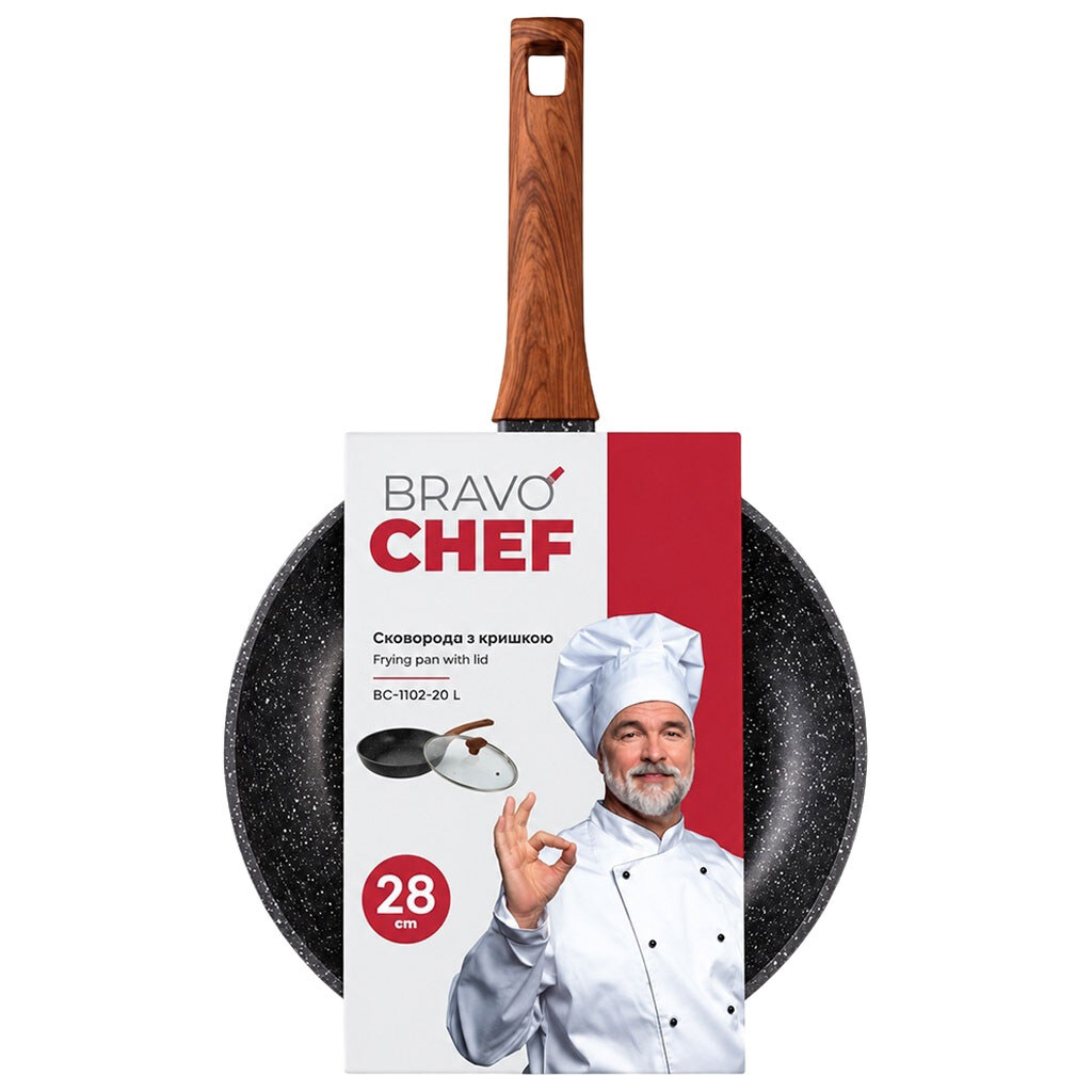 Сковорода алюмінієва глибока BRAVO CHEF BC-1102-28, d=28 см - № 3 Сковорода алюмінієва глибока BRAVO CHEF BC-1102-28, d=28 см - № 3