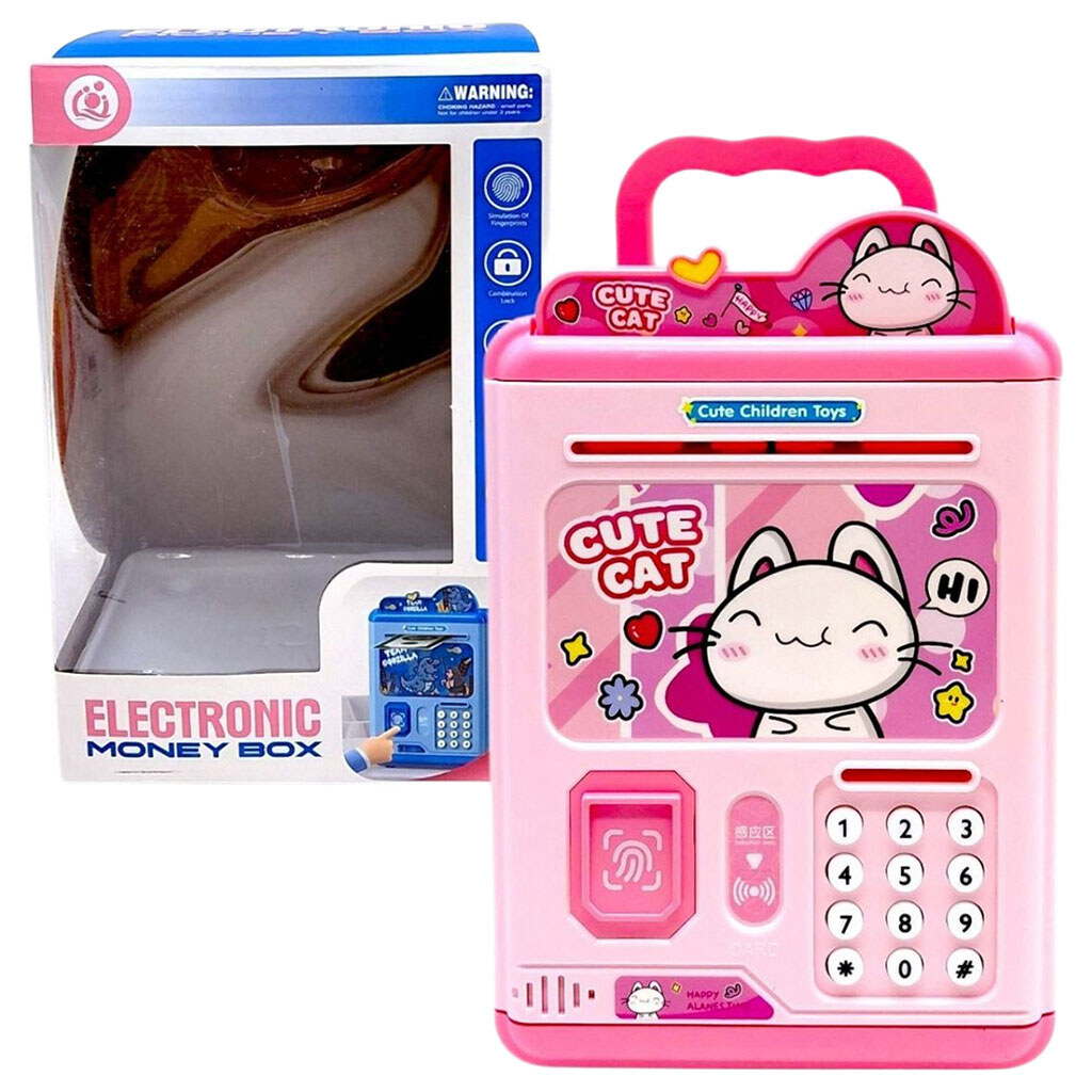 Сейф "CUTE CAT", 6 режимов озвучивания, подсветка, пароль, отпечаток пальца, банковская карта, в коробке, Mic, Розовый - № 2 Сейф "CUTE CAT", 6 режимов озвучивания, подсветка, пароль, отпечаток пальца, банковская карта, в коробке, Mic, Розовый - № 2