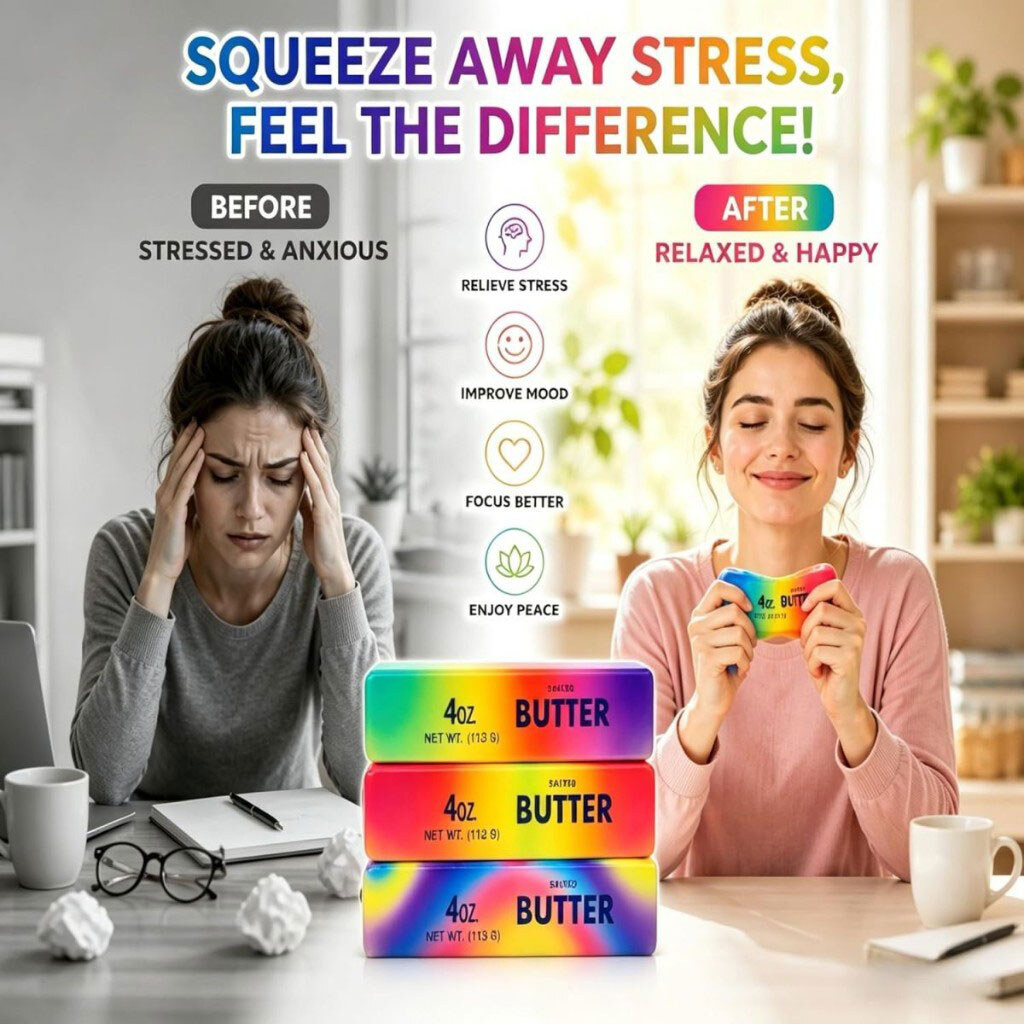 Сквиш-антистресс "Масло Butter Squishy", радужное, микс цветов, 14 см, Mic - № 3 Сквиш-антистресс "Масло Butter Squishy", радужное, микс цветов, 14 см, Mic - № 3