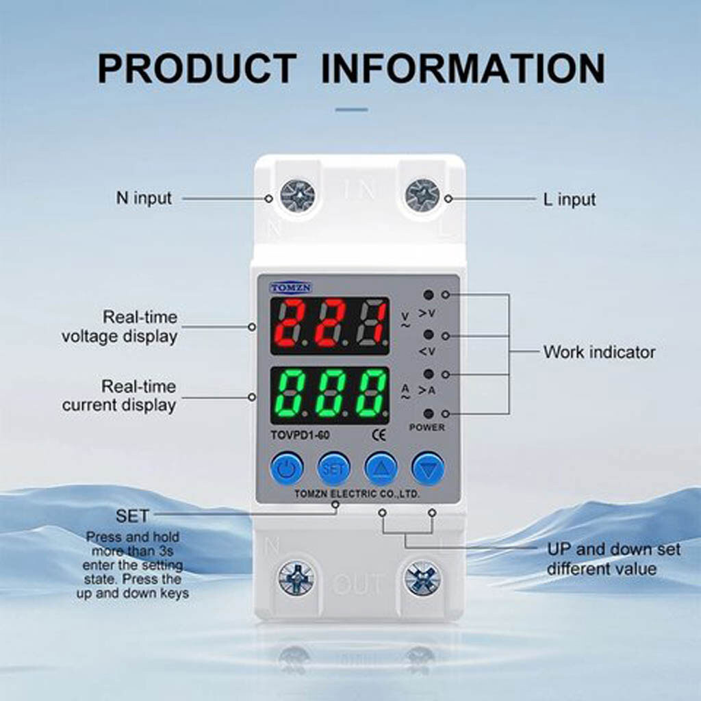 Реле контролю напруги TOMZN TOVPD1-60 - № 9 Реле контролю напруги TOMZN TOVPD1-60 - № 9
