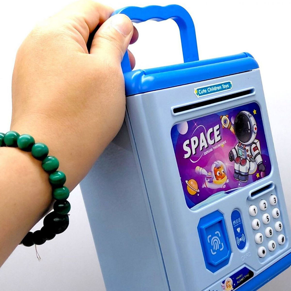 Сейф "SPACE", 6 режимов озвучивания, подсветка, пароль, отпечаток пальца, банковская карта, в коробке, Mic, Голубой - № 4 Сейф "SPACE", 6 режимов озвучивания, подсветка, пароль, отпечаток пальца, банковская карта, в коробке, Mic, Голубой - № 4