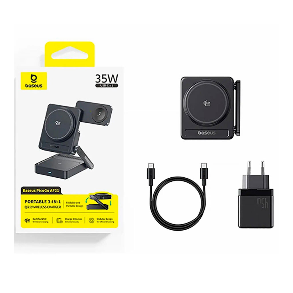 Бездротове ЗУ Baseus E02054 PicoGo AF21 Portable, Чорний - № 4 Бездротове ЗУ Baseus E02054 PicoGo AF21 Portable, Чорний - № 4