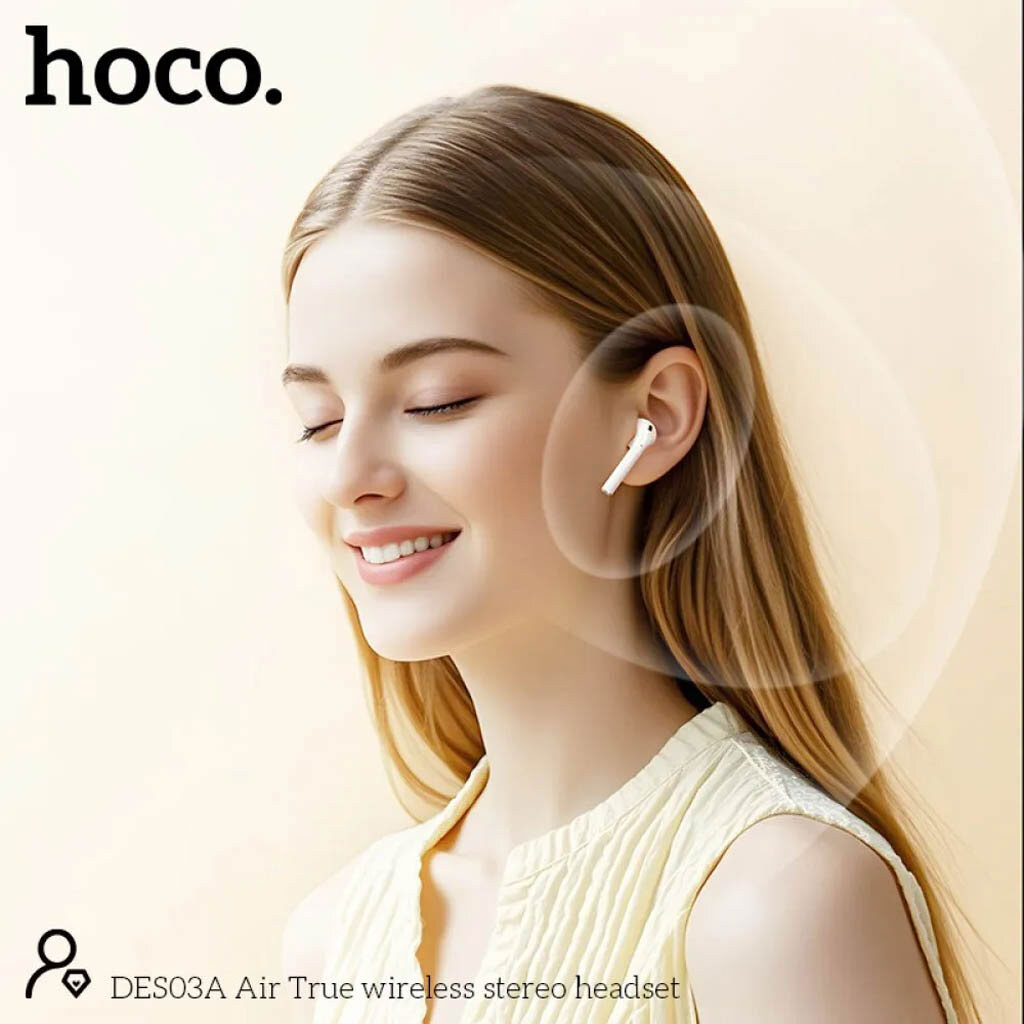 Bluetooth-гарнітура Hoco DES03A Air, Стерео, Білий - № 3 Bluetooth-гарнітура Hoco DES03A Air, Стерео, Білий - № 3