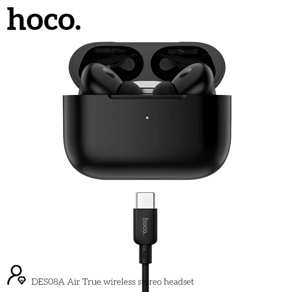 Bluetooth-гарнитура Hoco DES08A Air, Стерео, Черный - № 2 Bluetooth-гарнитура Hoco DES08A Air, Стерео, Черный - № 2