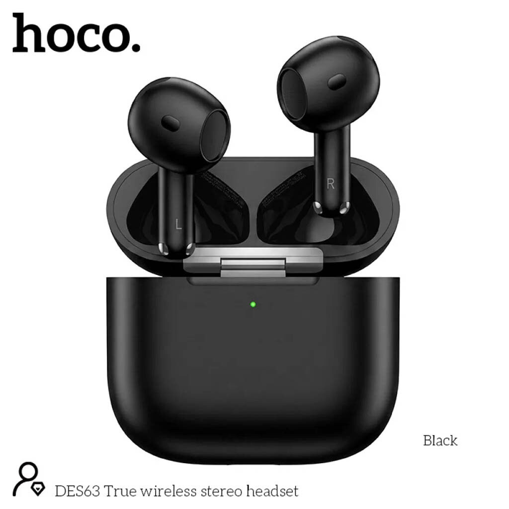 Bluetooth-гарнітура Hoco DES63, Стерео, Чорний - № 2 Bluetooth-гарнітура Hoco DES63, Стерео, Чорний - № 2