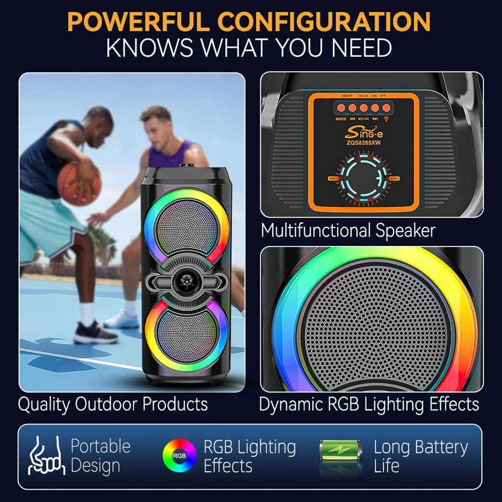 Портативная колонка Sing-e ZQS8285XW, Черный - № 4 Портативная колонка Sing-e ZQS8285XW, Черный - № 4