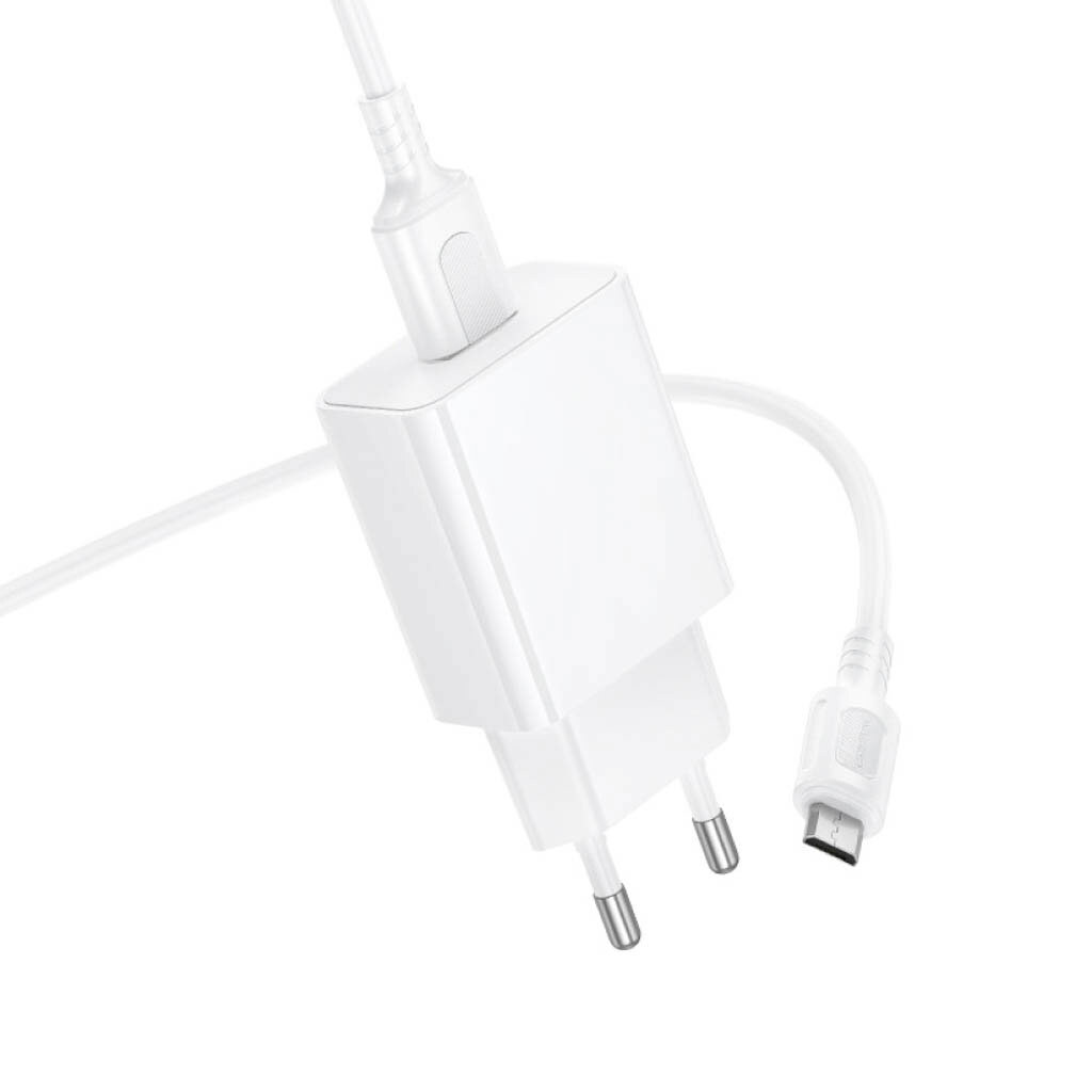 СЗУ Borofone BA111A Star, MicroUSB, З кабелем, Білий - № 3 СЗУ Borofone BA111A Star, MicroUSB, З кабелем, Білий - № 3