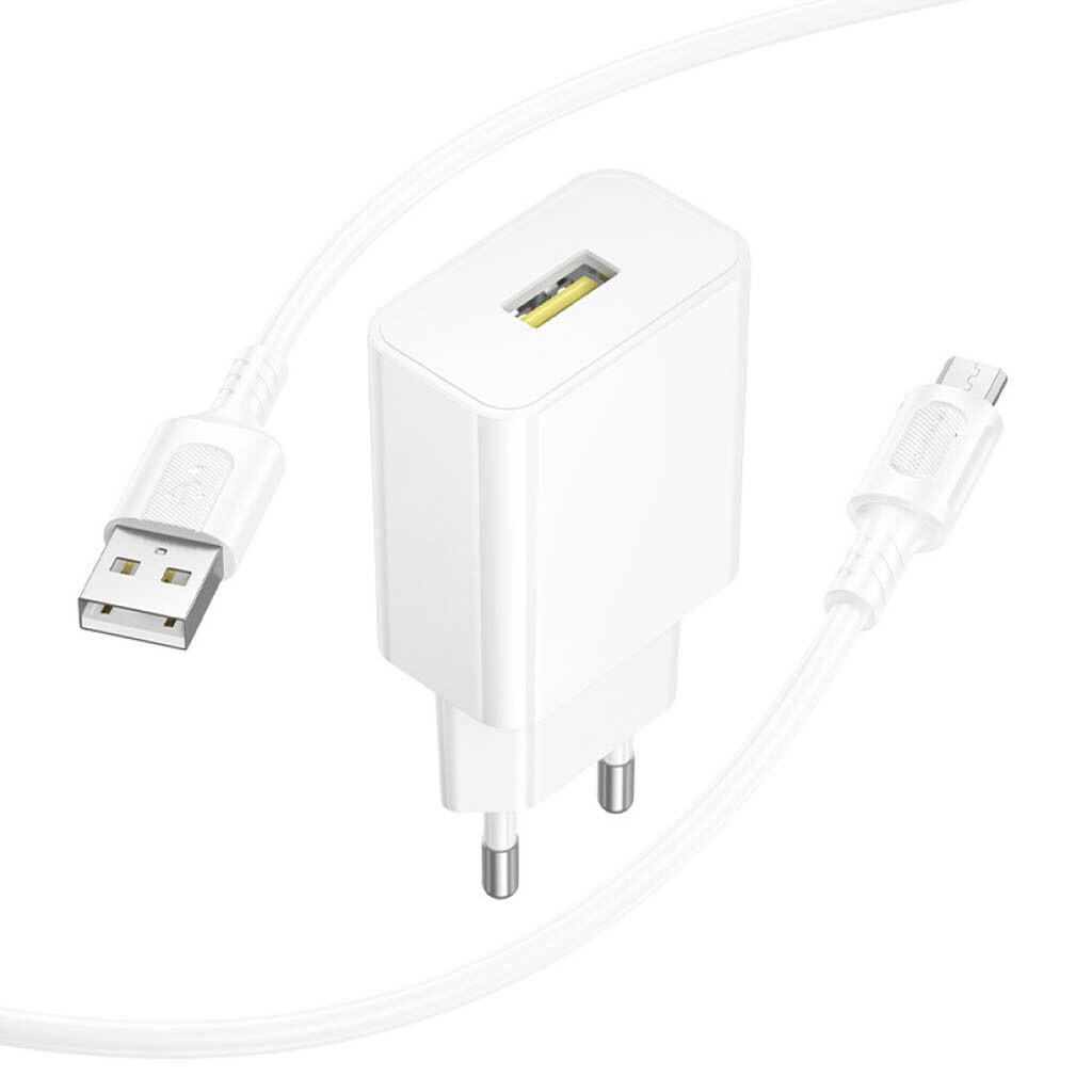 СЗУ Borofone BA111A Star, MicroUSB, З кабелем, Білий - № 4 СЗУ Borofone BA111A Star, MicroUSB, З кабелем, Білий - № 4