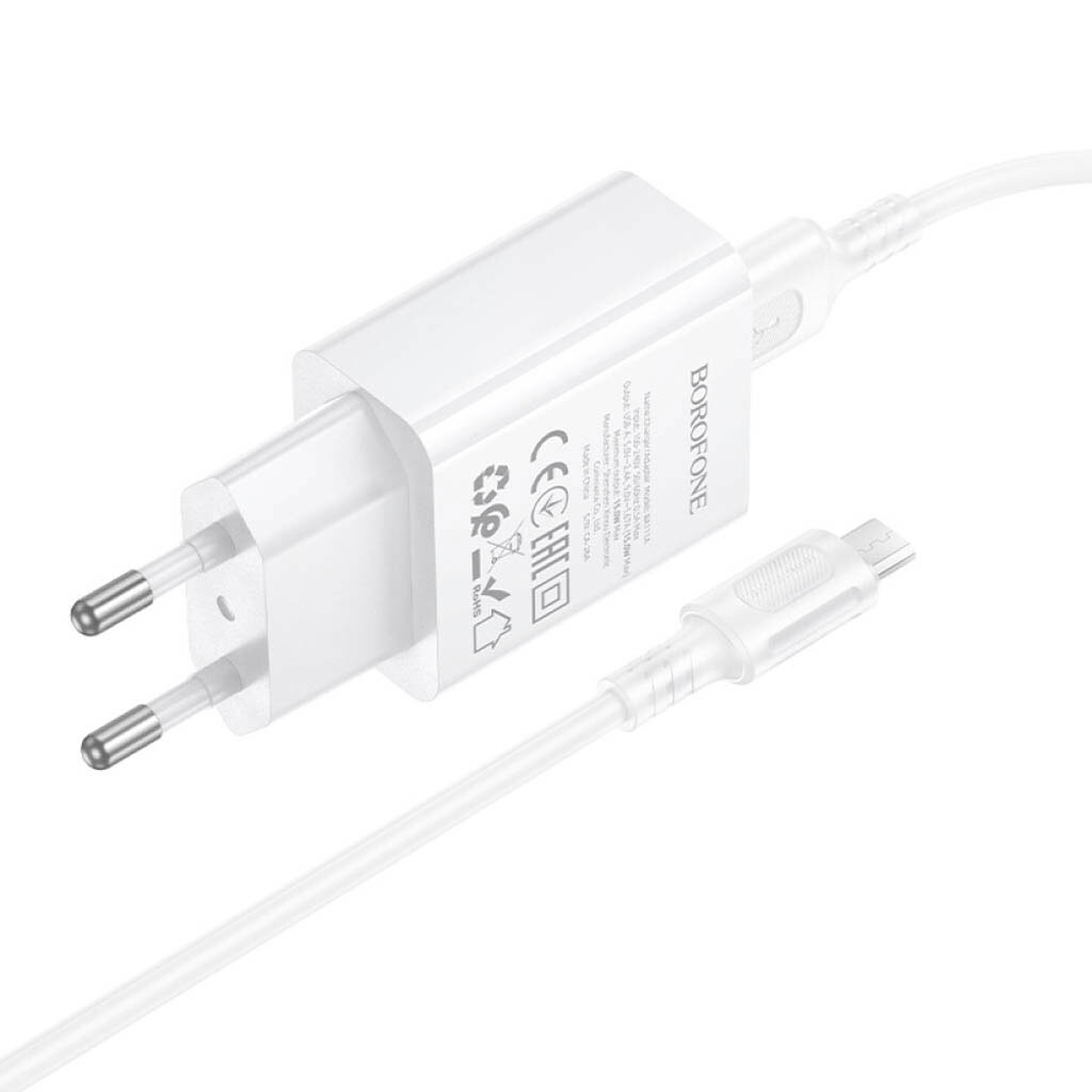 СЗУ Borofone BA111A Star, MicroUSB, З кабелем, Білий - № 5 СЗУ Borofone BA111A Star, MicroUSB, З кабелем, Білий - № 5