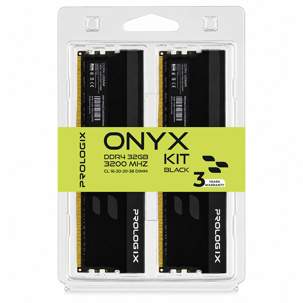 Модуль пам'яті Prologix Onyx PRO32GB3200YB4K, 32 Гб., Чорний - № 4 Модуль пам'яті Prologix Onyx PRO32GB3200YB4K, 32 Гб., Чорний - № 4