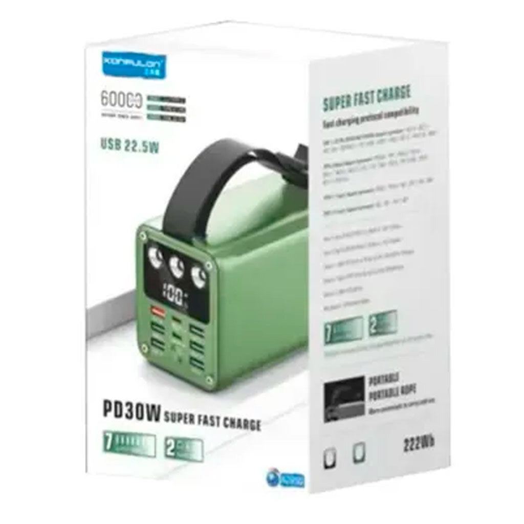 Портативна батарея (Power Bank) Konfulon A28SQ, 60000 mAh, Чорний - № 2 Портативна батарея (Power Bank) Konfulon A28SQ, 60000 mAh, Чорний - № 2