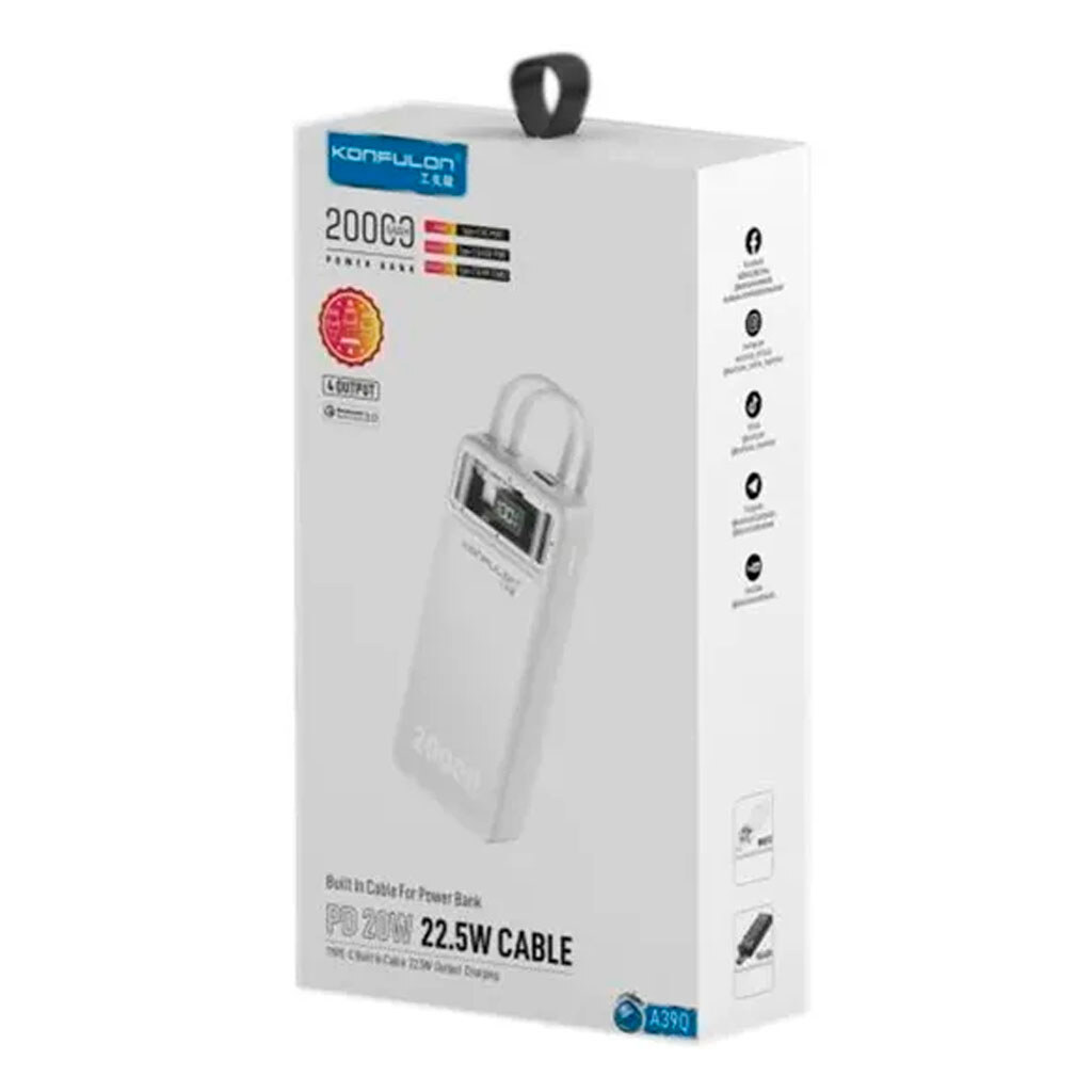 Портативна батарея (Power Bank) Konfulon A39Q, 20000 mAh, Чорний - № 2 Портативна батарея (Power Bank) Konfulon A39Q, 20000 mAh, Чорний - № 2