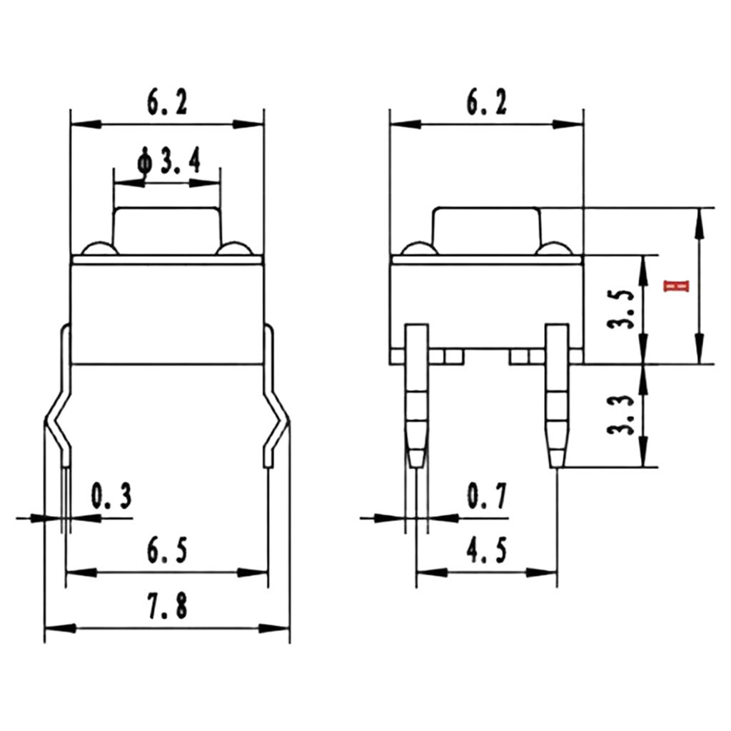 Кнопка тактовая TACT 6x6-11.0 - № 2 Кнопка тактовая TACT 6x6-11.0 - № 2