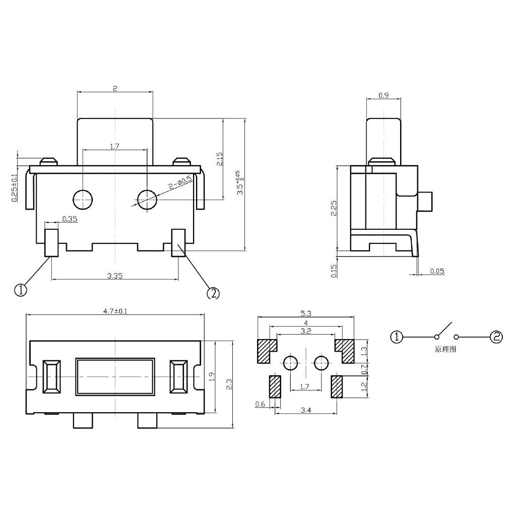 Кнопка тактовая TS-018 4x2-3.5 SMD - № 3 Кнопка тактовая TS-018 4x2-3.5 SMD - № 3