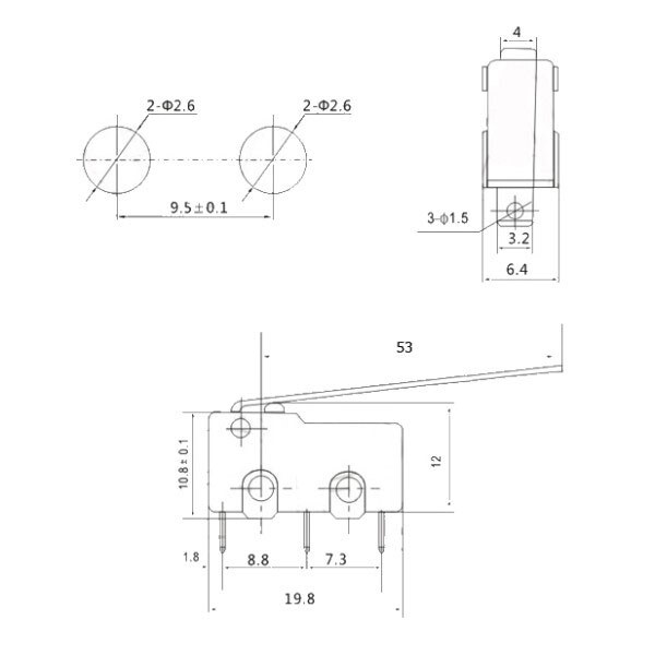 Мікроперемикач KW4-3 - № 3 Мікроперемикач KW4-3 - № 3