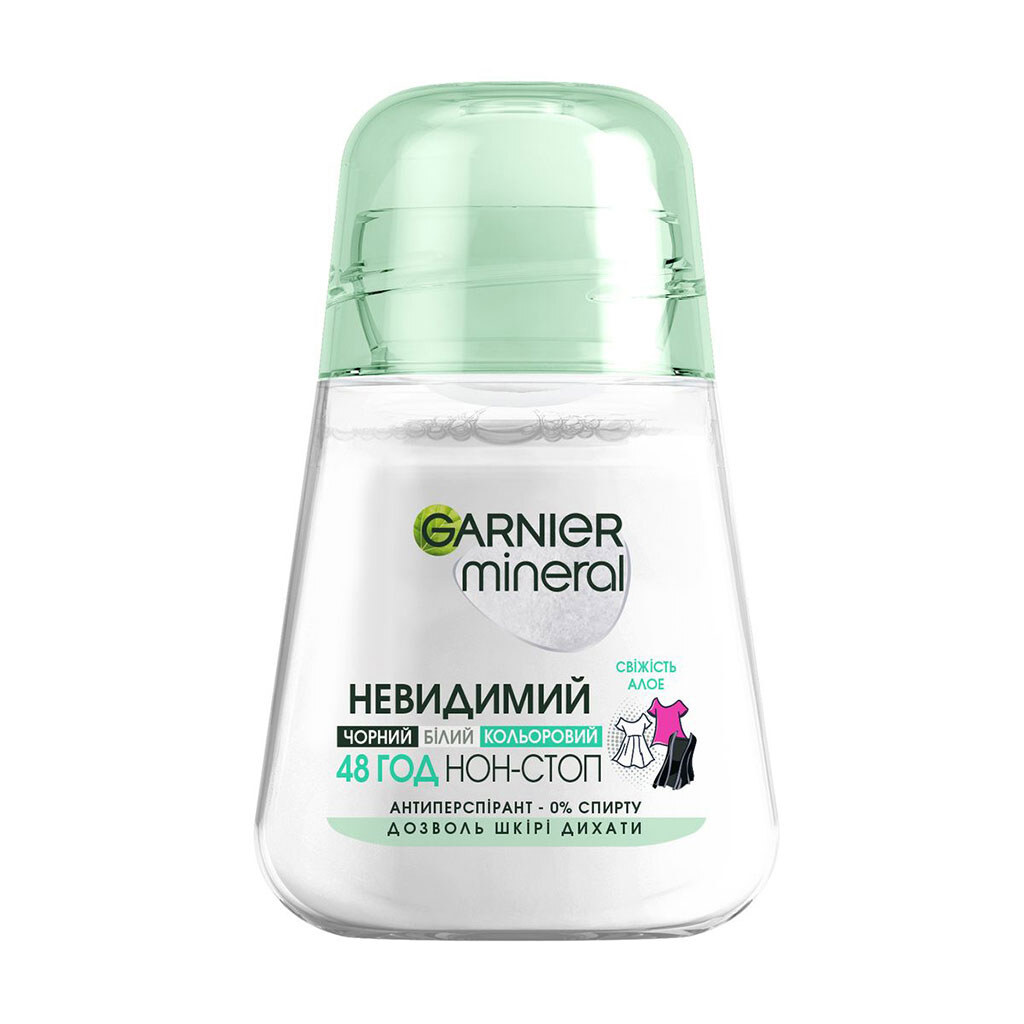 Антиперспирант женский GARNIER Mineral Невидимый "Свежесть алоэ", шариковый, 50 мл - № 1 Антиперспирант женский GARNIER Mineral Невидимый "Свежесть алоэ", шариковый, 50 мл - № 1