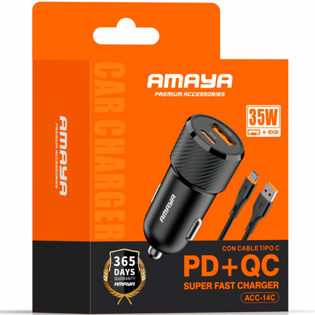 АЗУ Amaya ACC-14C, Type-C, З кабелем, Чорний - № 2 АЗУ Amaya ACC-14C, Type-C, З кабелем, Чорний - № 2