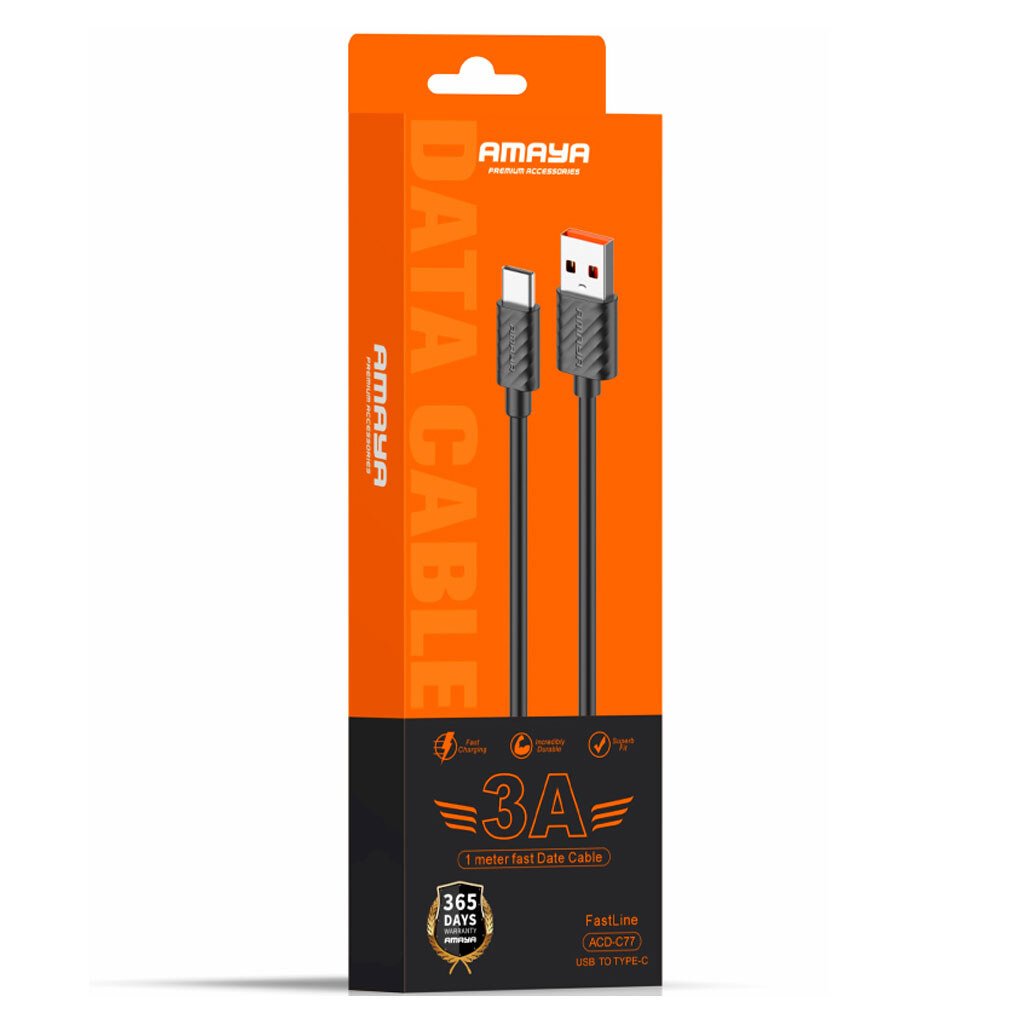 USB кабель Amaya C77, Type-C, 1.0 м., Чорний - № 2 USB кабель Amaya C77, Type-C, 1.0 м., Чорний - № 2
